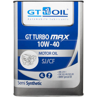 Масло GT OIL Turbo Max SAE 10W-40 API SJ/CF 8809059408636