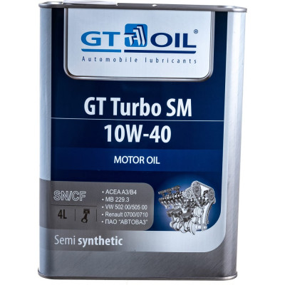 Масло GT OIL Turbo SM SAE 10W-40 API SMSN/CF 8809059407028