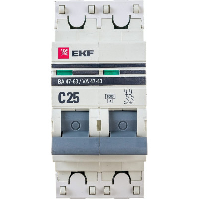 Автоматический выключатель EKF ВА 47-63 PROxima mcb4763-6-2-25C-pro