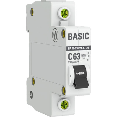 Автоматический выключатель EKF Basic ВА 47-29 mcb4729-1-63C