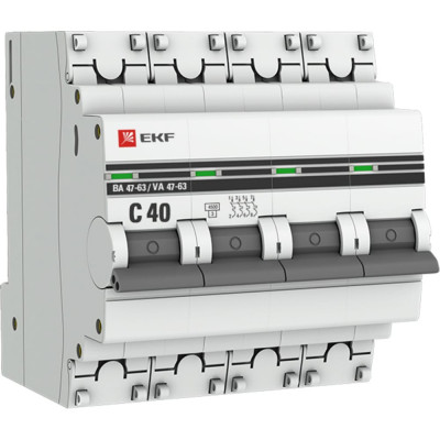 Автоматический выключатель EKF ВА 47-63 PROxima mcb4763-4-40C-pro