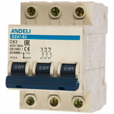Автоматический выключатель ANDELI DZ47-63 ADL01-095