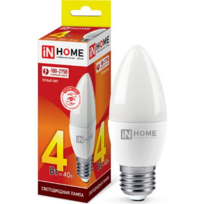Светодиодная лампа IN HOME LED-СВЕЧА-VC 4690612030111