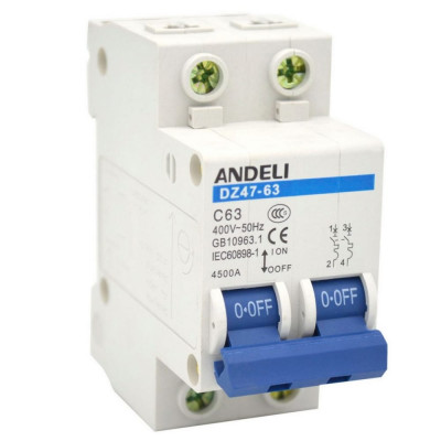 Автоматический выключатель ANDELI DZ47-63/2P ADL01-081