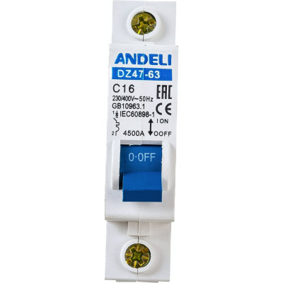 Автоматический выключатель ANDELI DZ47-63 ADL01-064