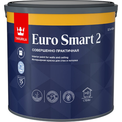 Интерьерная краска для стен и потолка Tikkurila EURO SMART 2 700001103