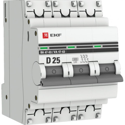 Автоматический выключатель EKF ВА 47-63 PROxima mcb4763-6-3-25D-pro