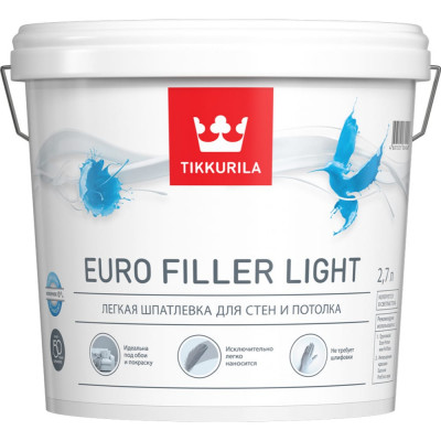 Финишная легкая шпаклевка для стен и потолков Tikkurila EURO FILLER LIGHT 53829