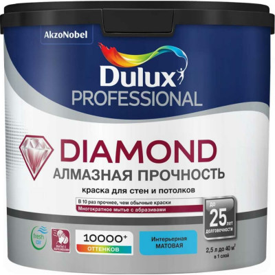 Износостойкая моющаяся краска для стен и потолков Dulux DIAMOND MATT 5183570