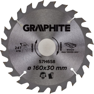 Отрезной диск GRAPHITE 160x30 мм; 24 зуба 57H658