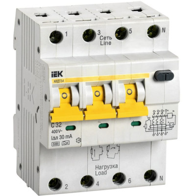 Автоматический выключатель дифференциального тока IEK АВДТ 34 MAD22-6-032-C-30
