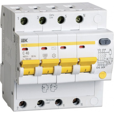 Дифференциальный автомат IEK АД14 MAD10-4-040-C-100
