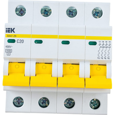 Автоматический выключатель IEK ВА47-29 MVA20-4-020-C