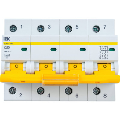 Автоматический выключатель IEK ВА 47-100 MVA40-4-080-C