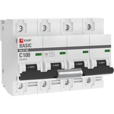 Автоматический выключатель EKF Basic ВА 47-100 mcb47100-4-100C-bas