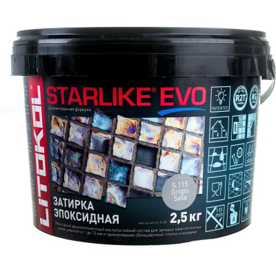 Эпоксидный состав для укладки и затирки мозаики и керамической плитки LITOKOL STARLIKE EVO S.115 GRIGIO SETA 485150003
