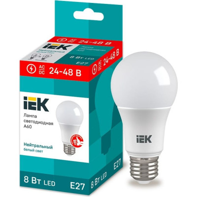 Светодиодная лампа IEK LLE-A60-08-24-48-40-E27