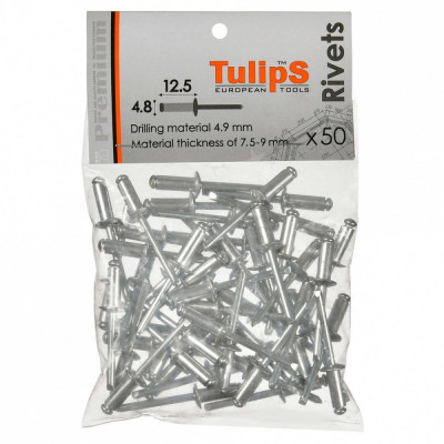 Вытяжные заклепки Tulips Tools 4.8х12 мм 50 шт. IP14-503