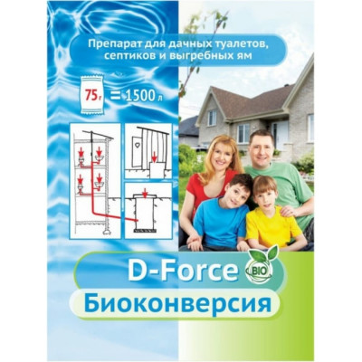 Средство для септиков и дачных туалетов Ваше Хозяйство D-Force Биоконверсия 4680028947264