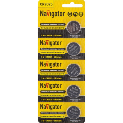 Элемент питания Navigator 94 764 NBT-CR2025-BP5 94764