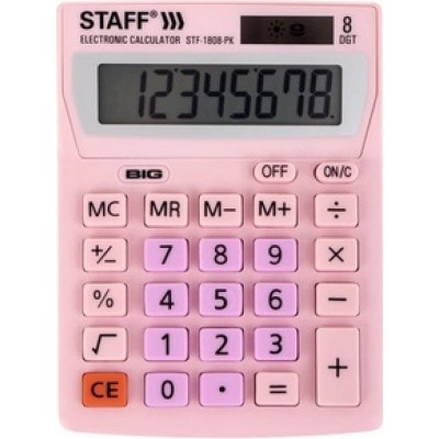Настольный компактный калькулятор Staff STF-1808-PK 250468