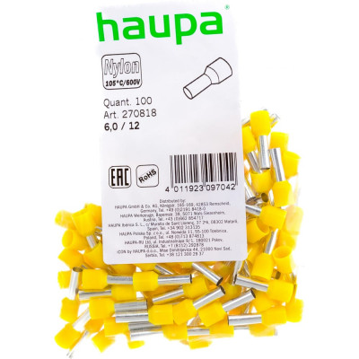 Изолированная конечная гильза HAUPA 6/12 цвет желтый 270818