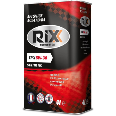 Синтетическое моторное масло RIXX TP X 5W-30 SN/CF А3/В4 RX0012TPX