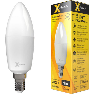 Светодиодная лампочка X-flash XF-E14-C37-9W-3000K-230V 48199
