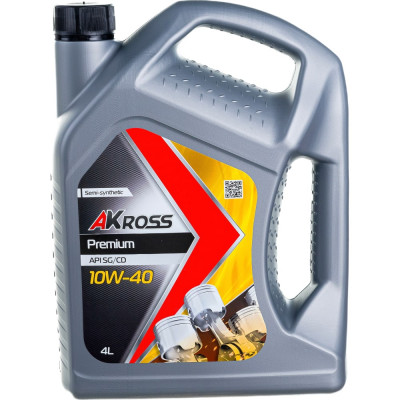 Моторное полусинтетическое масло AKross PREMIUM 10W-40 SG/CD AKS0007MOS