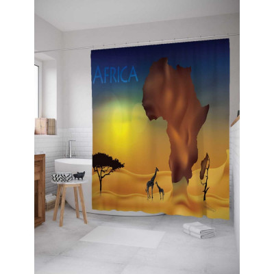 Шторка-занавеска для ванной JOYARTY Жирафы в Африке sc_14685
