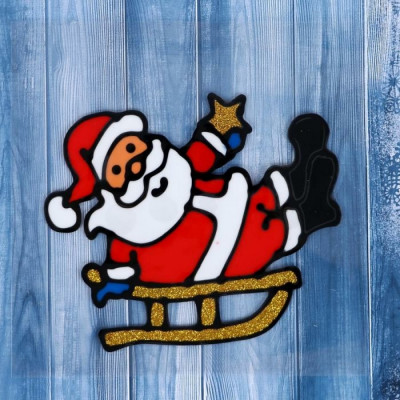 Наклейка на стекло Зимнее волшебство Дед Мороз на санках 4322965