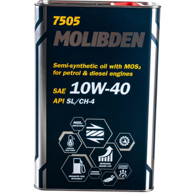 Полусинтетическое моторное масло MANNOL MOLIBDEN 10W40 Metal 1121M