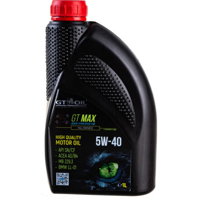 Моторное масло GT OIL Max SAE 5W-40 API SN/CF 8809059409008