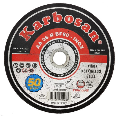 Отрезной диск по нержавеющей стали Karbosan INOX 10420