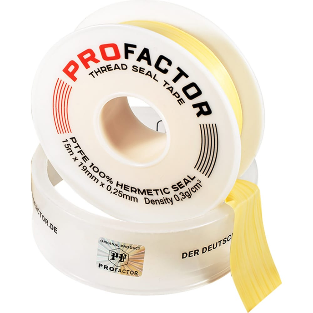 PROFACTOR PF FE 531 — PROFACTOR ФУМ лента PF Professional желтая ?85мм 19мм  х 0,25мм х 15м PF FE 531 - ЮниМаг.РФ