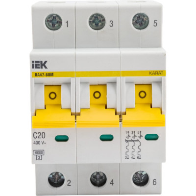 Автоматический выключатель IEK ВА47-60M MVA31-3-020-C
