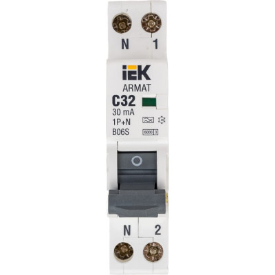 Автоматический выключатель дифференциального тока IEK ARMAT B06S AR-B06S-1N-C32A030