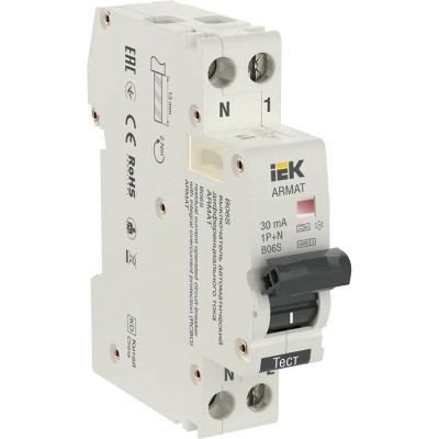 Автоматический выключатель дифференциального тока IEK ARMAT B06S AR-B06S-1N-C10A030