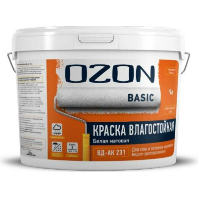 Влагостойкая интерьерная акриловая краска OZON ВД-АК 231 ВД-АК-231-14
