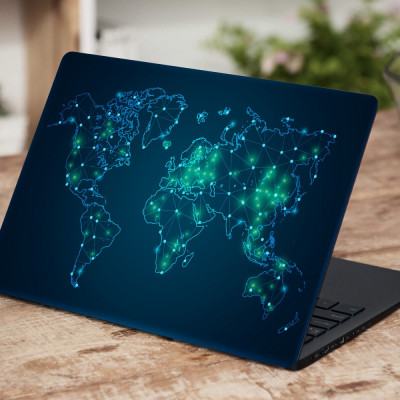 Наклейки на ноутбук Verol Карта мира зеленый Н0445-З/