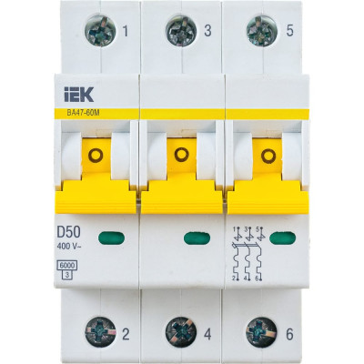 Автоматический выключатель IEK ВА47-60M MVA31-3-050-D