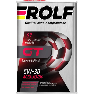 Синтетическое моторное масло Rolf GT SAE 5W-30, ACEA A3/B4 322620