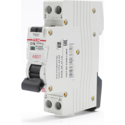 Автоматический выключатель дифференциального тока AKEL АВДТ ARC-1P+N-C16-30mA-ТипAC 400917