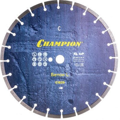 Алмазный диск по старому бетону, железобетону с наполнением средней твердости Champion Concremax L C1629