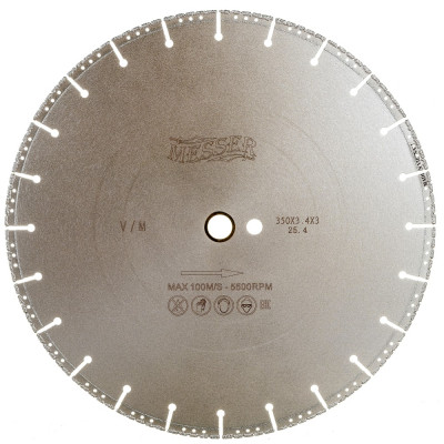 Универсальный алмазный диск MESSER 350D-3.2-3.9W-25.4 Д.О. 01-11-350