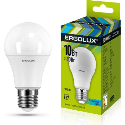 Светодиодная лампа Ergolux ЛОН LED-A60-10W-E27-4K 172-265В 12149