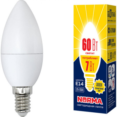 Светодиодная лампа Volpe LED-C37-7W/WW/E14/FR/NR UL-00003796