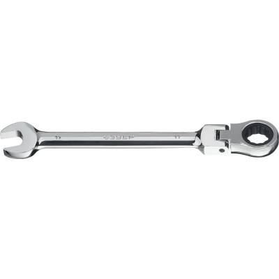 Комбинированный трещоточный шарнирный гаечный ключ ЗУБР ПРОФ. 27101-17