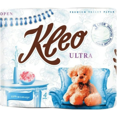 Трехслойная бытовая туалетная бумага KLEO Ultra C86 111333