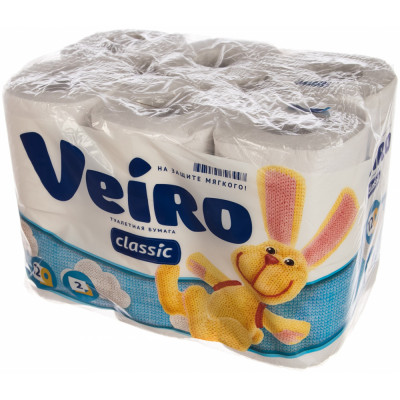 Бытовая двухслойная туалетная бумага VEIRO Classic 5с212 128027